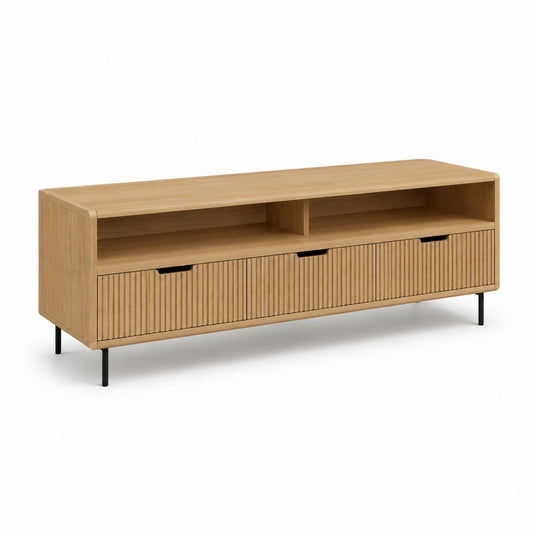 Mobile porta TV in MDF effetto rovere rettangolare con 3 ante 160 x 40 x 60 cm