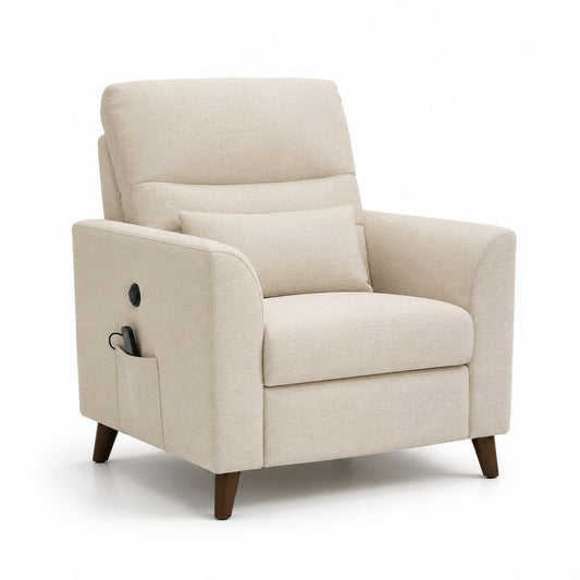 Poltrona relax elettrica beige in poliestere con reclinazione 82 x 92 x 102 cm