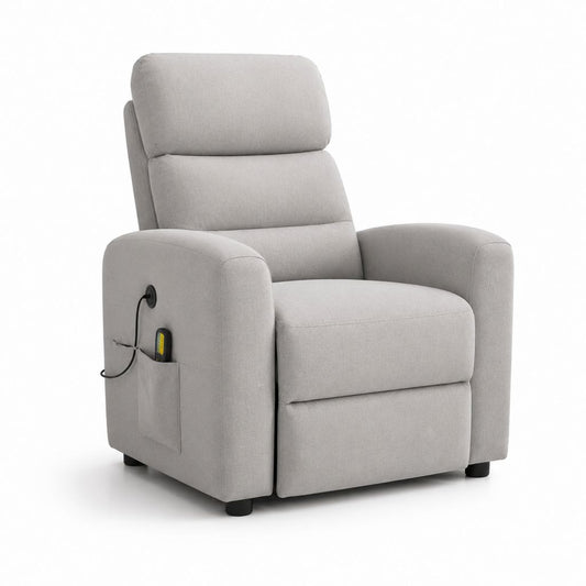 Poltrona reclinabile elettrica grigio chiaro in poliestere con porta USB 88 x 92 x 103 cm