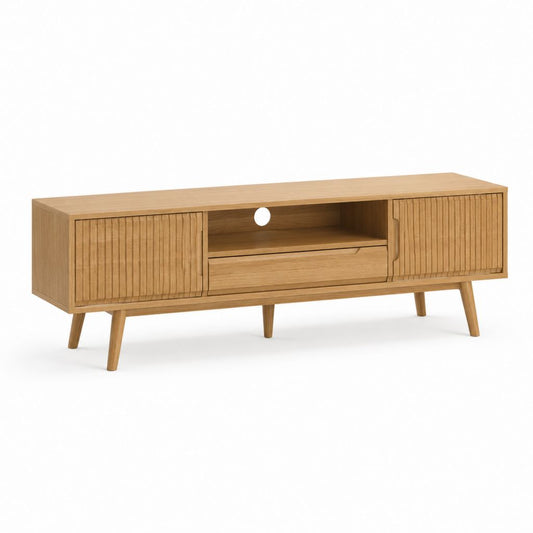 Mobile TV in rovere naturale con 2 ante 1 cassetto e vano aperto 160 x 40 x 60 cm