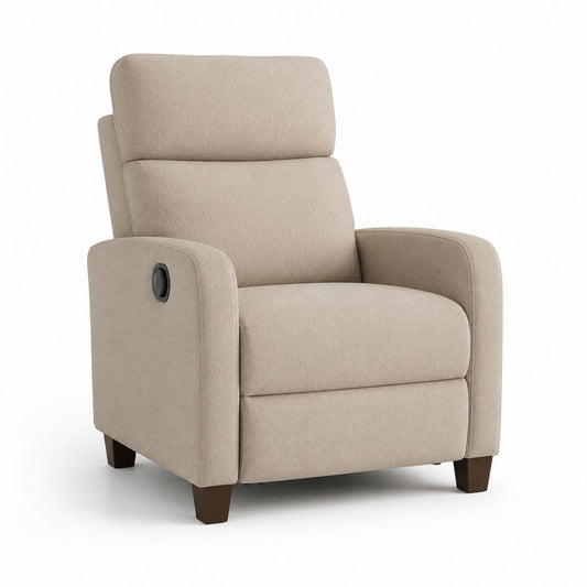 Poltrona reclinabile manuale beige in poliestere con schienale regolabile 84 x 92 x 102 cm