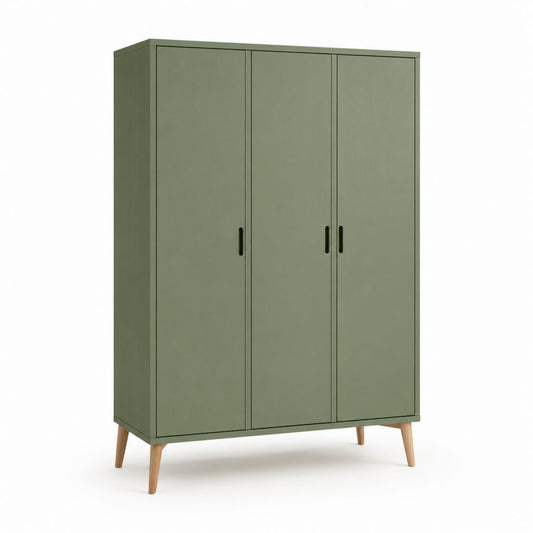 Armadio guardaroba 3 ante verde in pannelli MDF rettangolare 150 x 55 x 200 cm