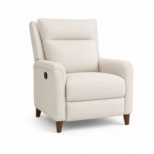 Poltrona reclinabile manuale beige in poliestere con poggiapiedi 85 x 91 x 103 cm