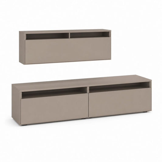 Set mobili TV da parete e da pavimento tortora in pannello truciolare 180 x 40 x 45 cm
